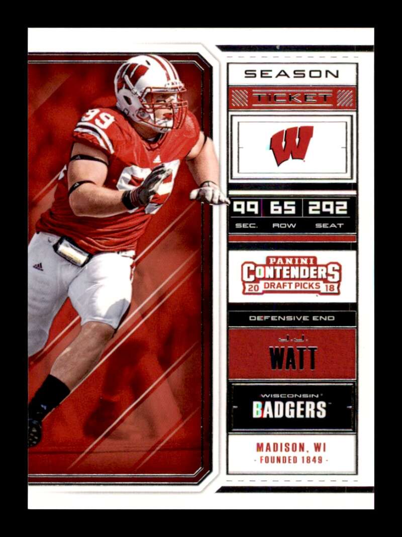 Load image into Gallery viewer, 2018 Panini Contenders Draft J.J. Watt #44 Wisconsin Badgers Image 1
