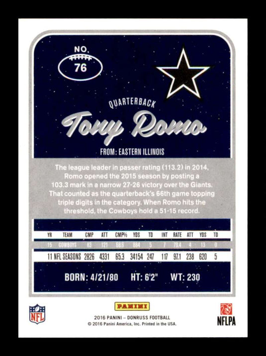 2016 Donruss Tony Romo 