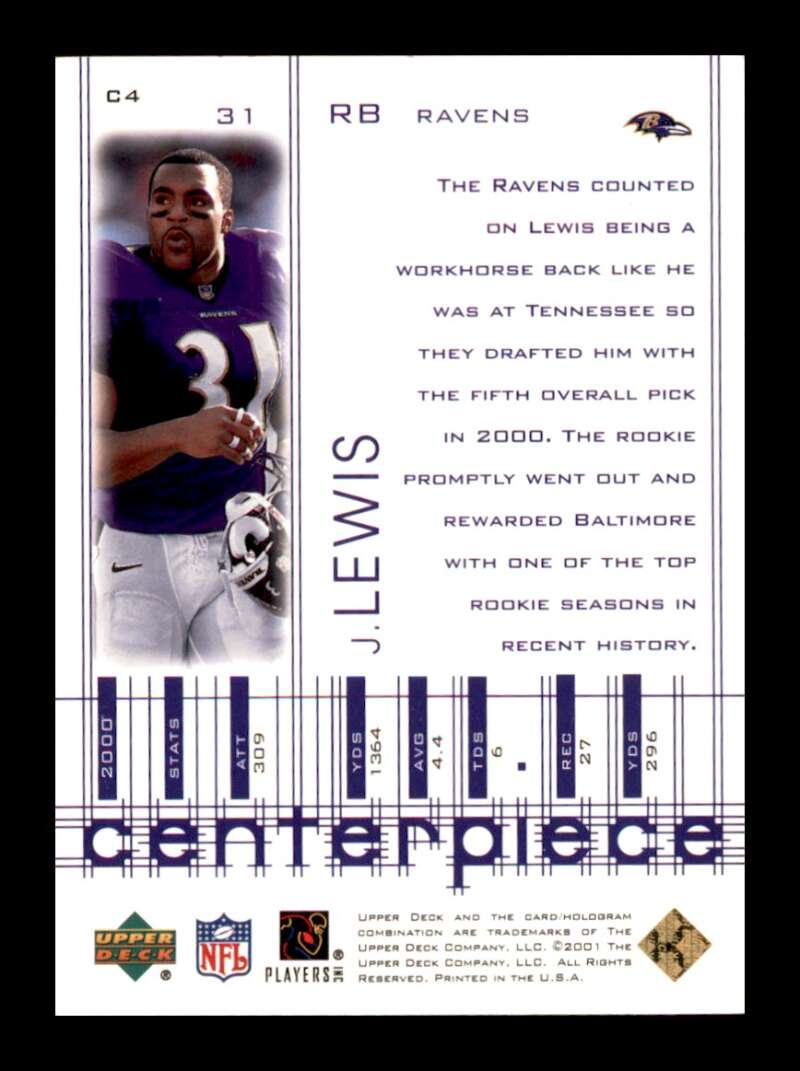 Load image into Gallery viewer, 2001 Upper Deck Pros and Prospects Centerpiece Jamal Lewis #C4 Baltimore Ravens Image 2
