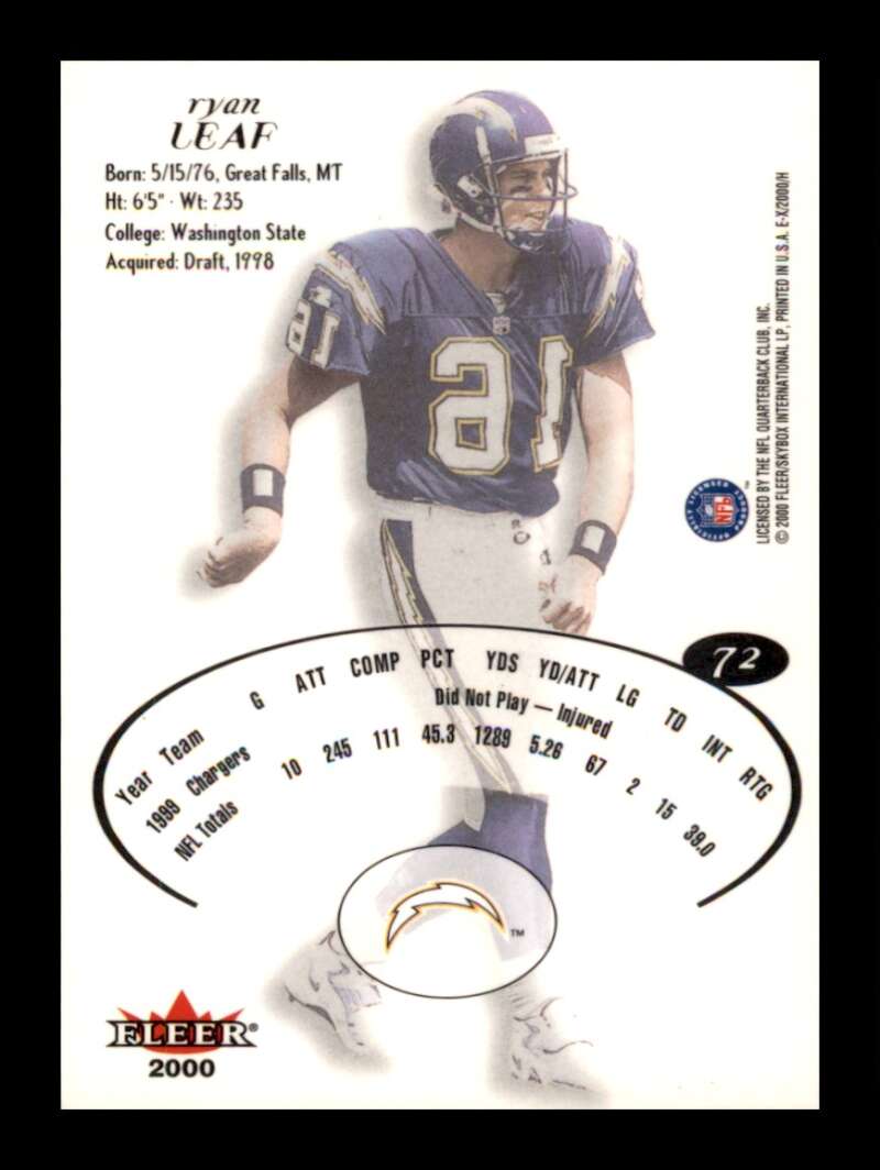 Load image into Gallery viewer, 2000 Fleer E-X Ryan Leaf #72 San Diego Chargers Image 2
