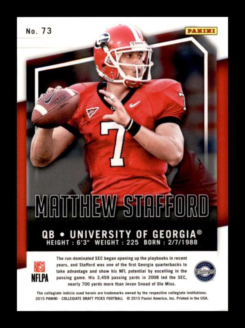 Load image into Gallery viewer, 2015 Panini Prizm Collegiate Draft Matthew Stafford #73 Georgia Bulldogs Image 2
