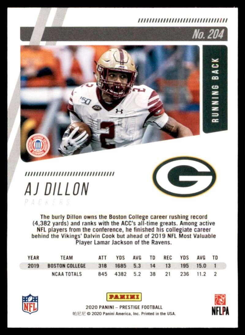 Load image into Gallery viewer, 2020 Panini Prestige AJ Dillon #204 Rookie RC Green Bay Packers Image 2
