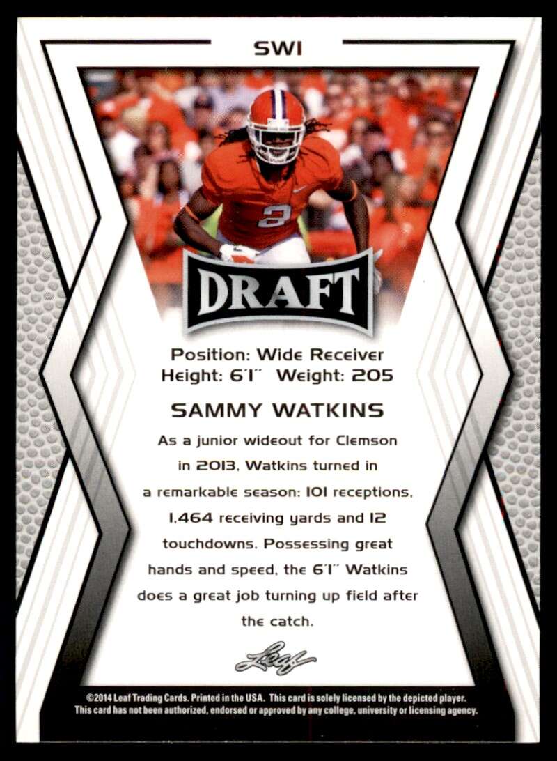 Load image into Gallery viewer, 2014 Leaf Draft Gold Sammy Watkins #SW1 Rookie RC Clemson Tigers Image 2
