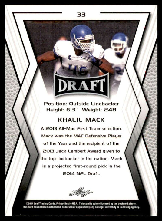 2014 Leaf Draft Khalil Mack