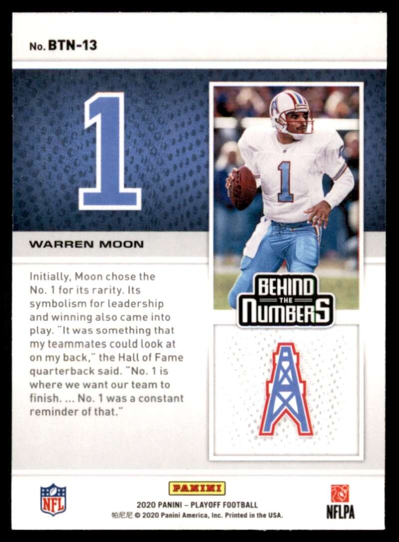 Load image into Gallery viewer, 2020 Panini Playoff Behind The Numbers Warren Moon #BTN-13 Houston Oilers Image 2
