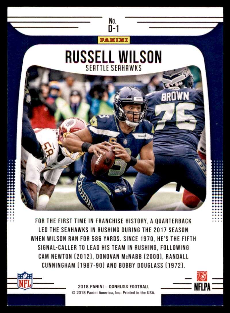 Load image into Gallery viewer, 2018 Donruss Dominators Russell Wilson #D-1 Seattle Seahawks Image 2
