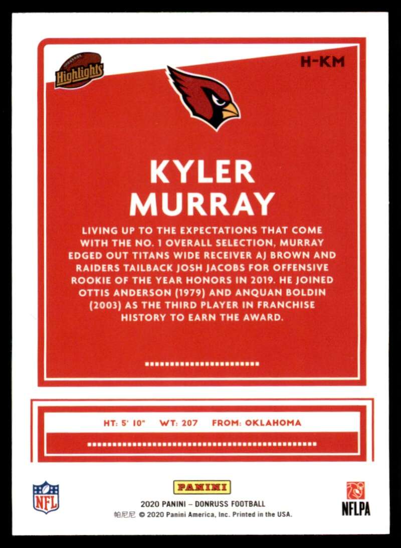 Load image into Gallery viewer, 2020 Donruss Highlights Kyler Murray #H-KM Arizona Cardinals Image 2
