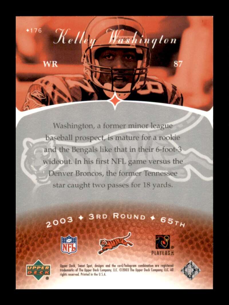 Load image into Gallery viewer, 2003 Upper Deck Sweet Spot Kelley Washington #176 Rookie RC /675 Bengals  Image 2
