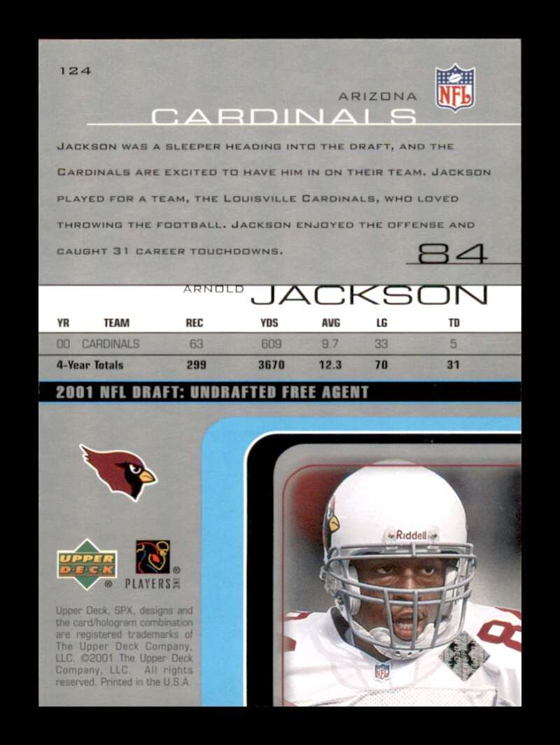 Load image into Gallery viewer, 2001 Upper Deck SPX Arnold Jackson #124 Rookie RC /999 Arizona Cardinals Image 2
