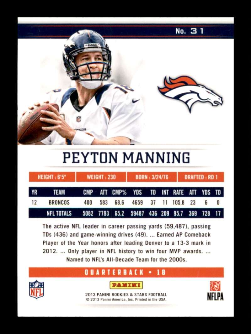 Load image into Gallery viewer, 2013 Panini Absolute Peyton Manning #31 Denver Broncos Image 2
