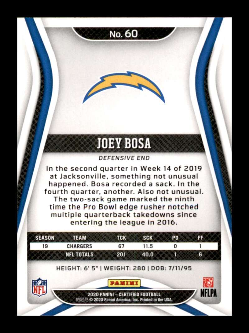 Load image into Gallery viewer, 2020 Panini Certified Joey Bosa #60 Los Angeles Chargers Image 2
