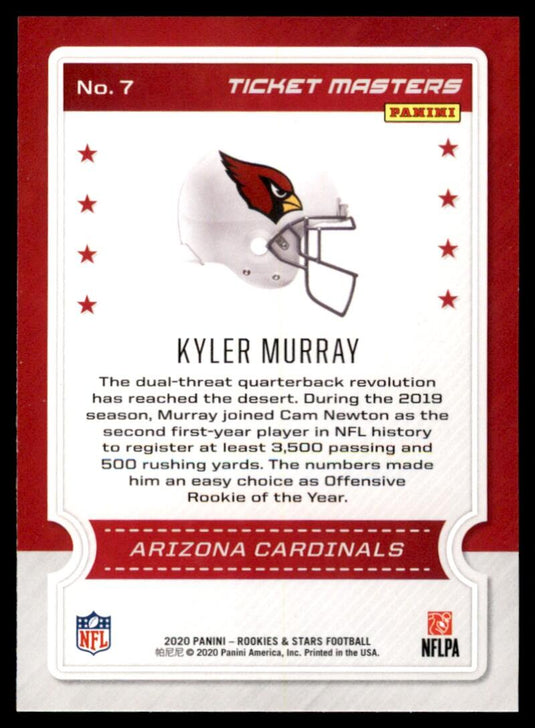 2020 Panini Rookies & Stars Ticket Masters Red Foil Kyler Murray 