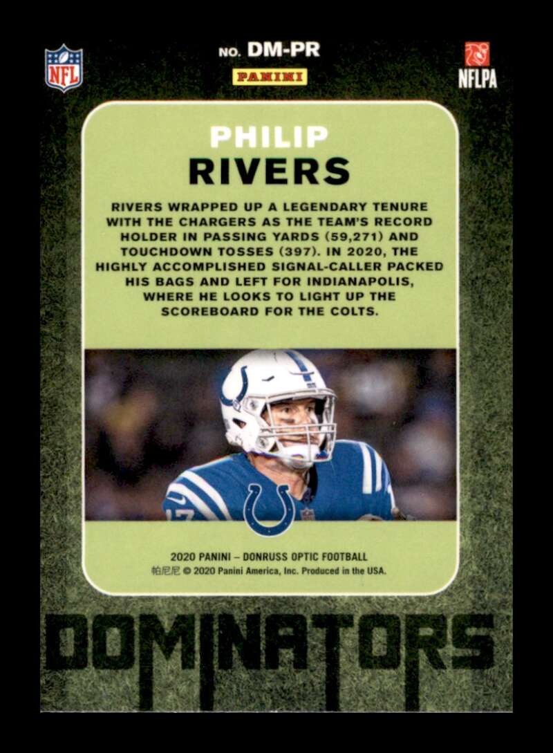 Load image into Gallery viewer, 2019 Donruss Optic Dominators Philip Rivers #130 Los Angeles Chargers Image 2
