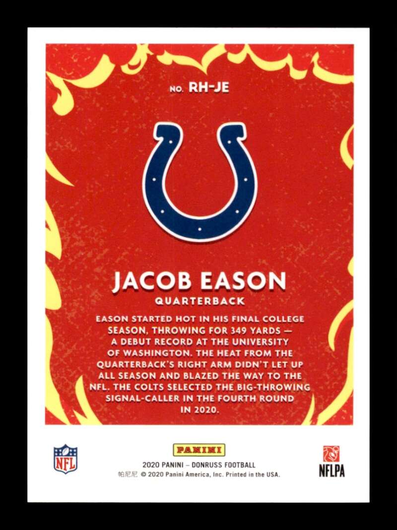 Load image into Gallery viewer, 2020 Donruss Red Hot Rookies Jacob Eason #RH-JE Rookie RC Indianapolis Colts Image 2
