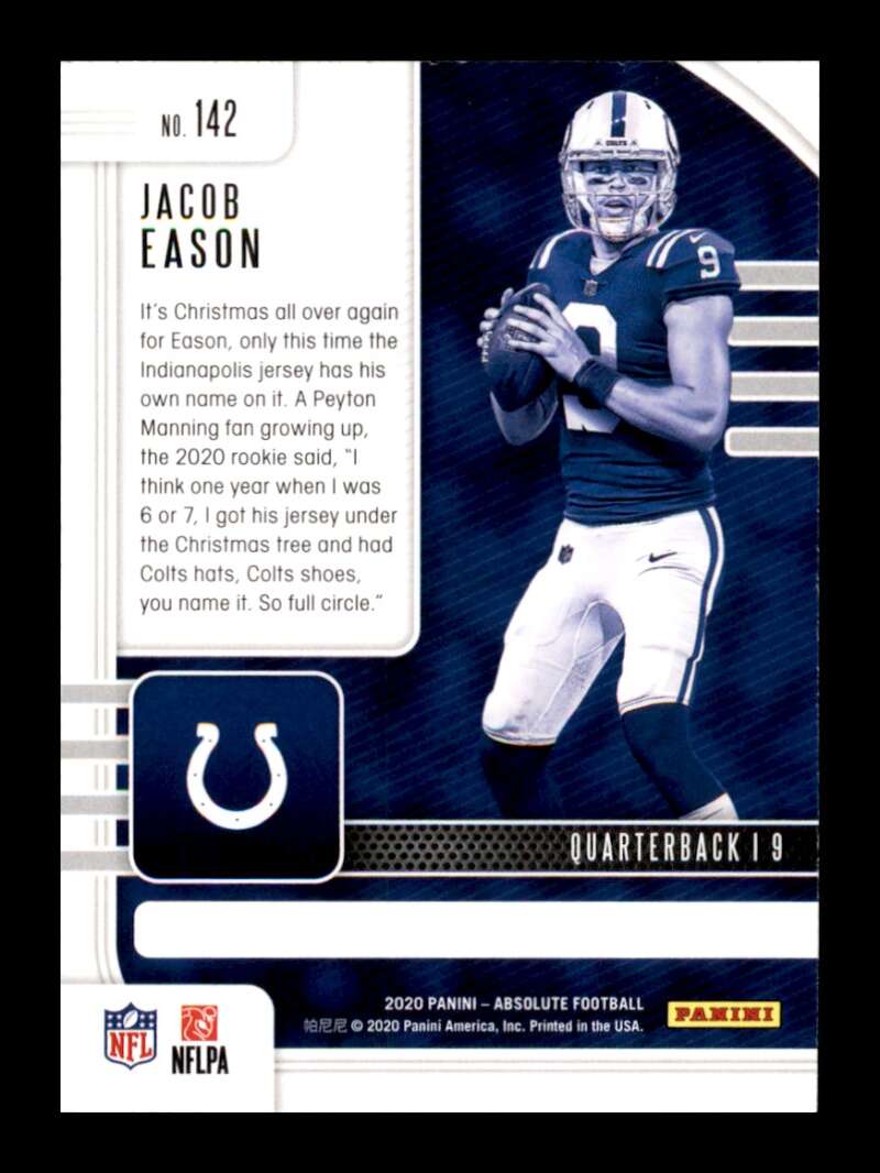 Load image into Gallery viewer, 2020 Panini Absolute Jacob Eason #142 Rookie RC Indianapolis Colts Image 2
