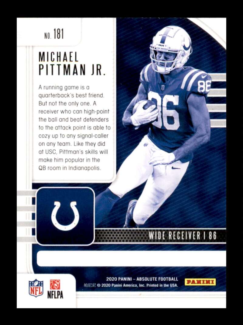 Load image into Gallery viewer, 2020 Panini Absolute Michael Pittman Jr. #181 Rookie RC Indianapolis Colts Image 2
