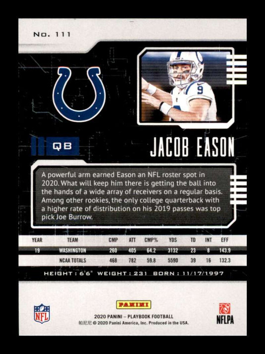 2020 Panini Playbook Jacob Eason 