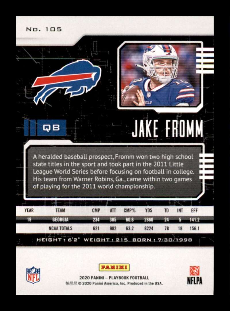 Load image into Gallery viewer, 2020 Panini Playbook Orange Jake Fromm #105 Rookie RC SP Buffalo Bills Image 2
