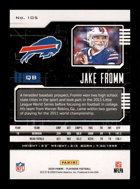 2020 Panini Playbook Orange Jake Fromm