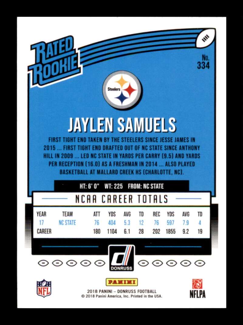 Load image into Gallery viewer, 2018 Donruss Press Proof Blue Jaylen Samuels #334 Rookie RC SP Steelers  Image 2
