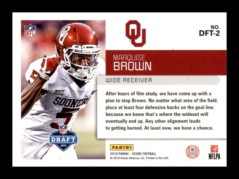 Load image into Gallery viewer, 2019 Score NFL Draft Red Marquise Brown #DFT-2 Rookie RC SP Oklahoma Sooners Image 2
