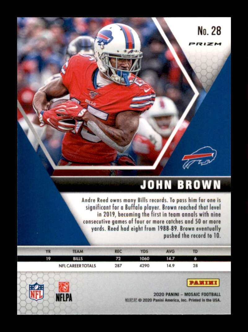 Load image into Gallery viewer, 2020 Panini Mosaic Silver Mosaci Prizm John Brown #28 Short Print SP Bills  Image 2
