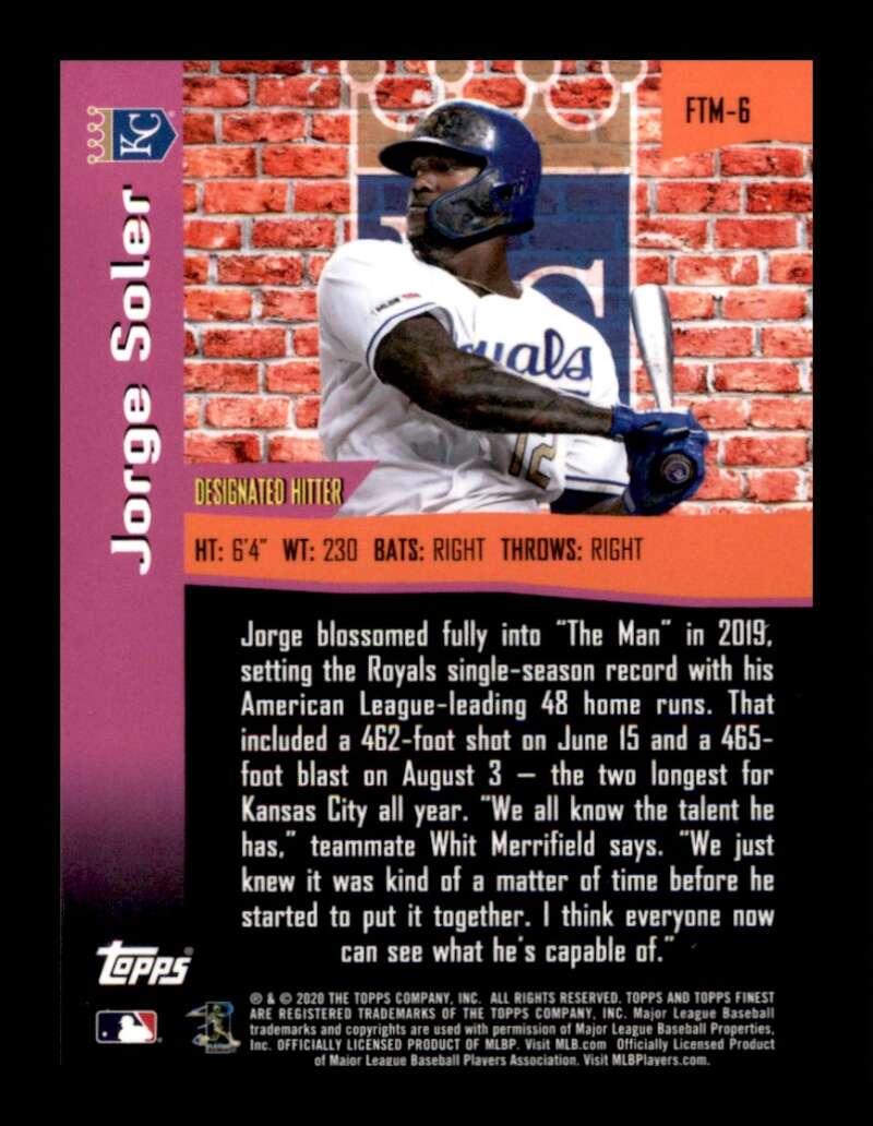 Load image into Gallery viewer, 2020 Topps Finest The Man Jorge Soler #FTM-6 Kansas City Royals Image 2
