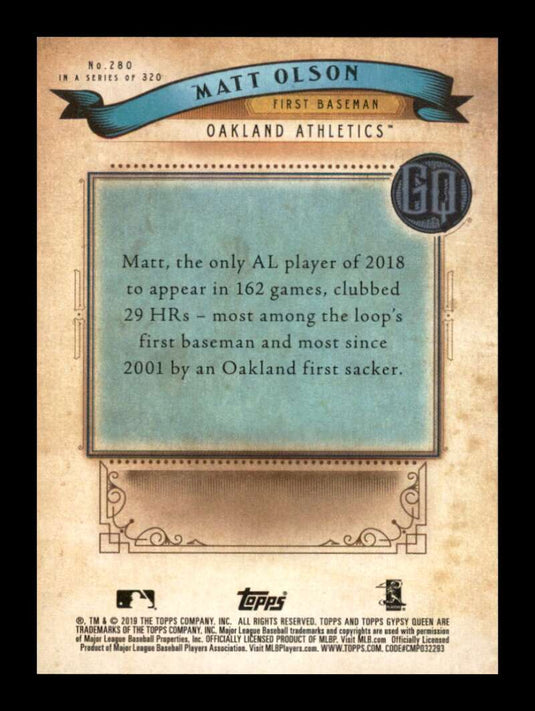 2019 Topps Gypsy Queen Matt Olson