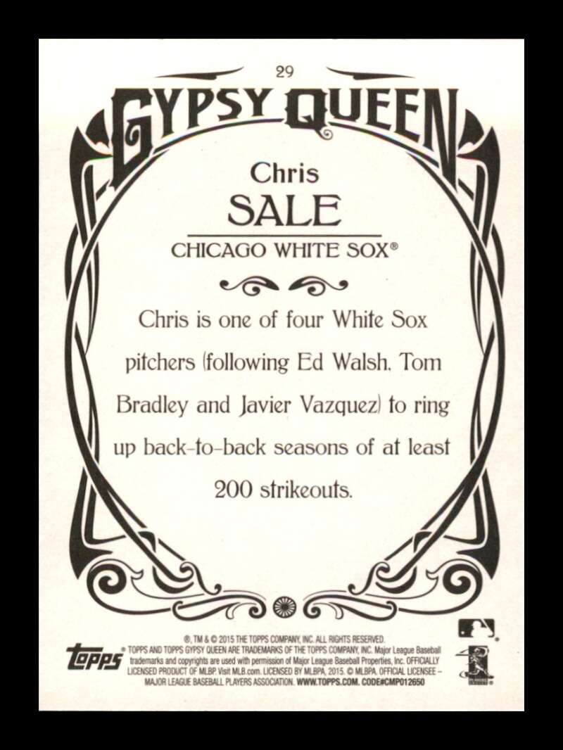 Load image into Gallery viewer, 2015 Topps Gypsy Queen Chris Sale #29 Chicago White Sox Image 2
