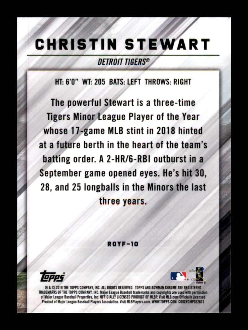 Load image into Gallery viewer, 2019 Bowman Chrome ROY Favorites Christin Stewart #ROYF-10 Rookie RC Tigers  Image 2
