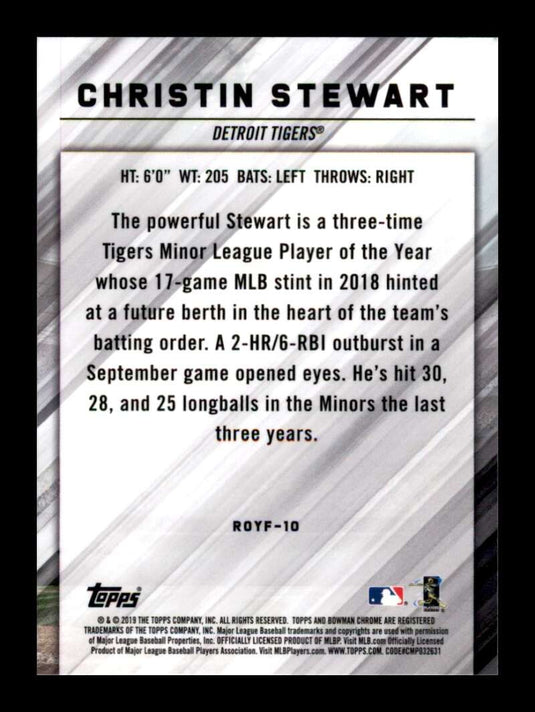 2019 Bowman Chrome ROY Favorites Christin Stewart 