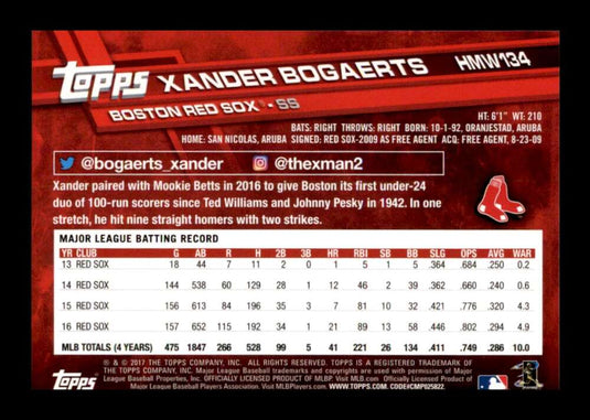 2017 Topps Holiday Xander Bogaerts