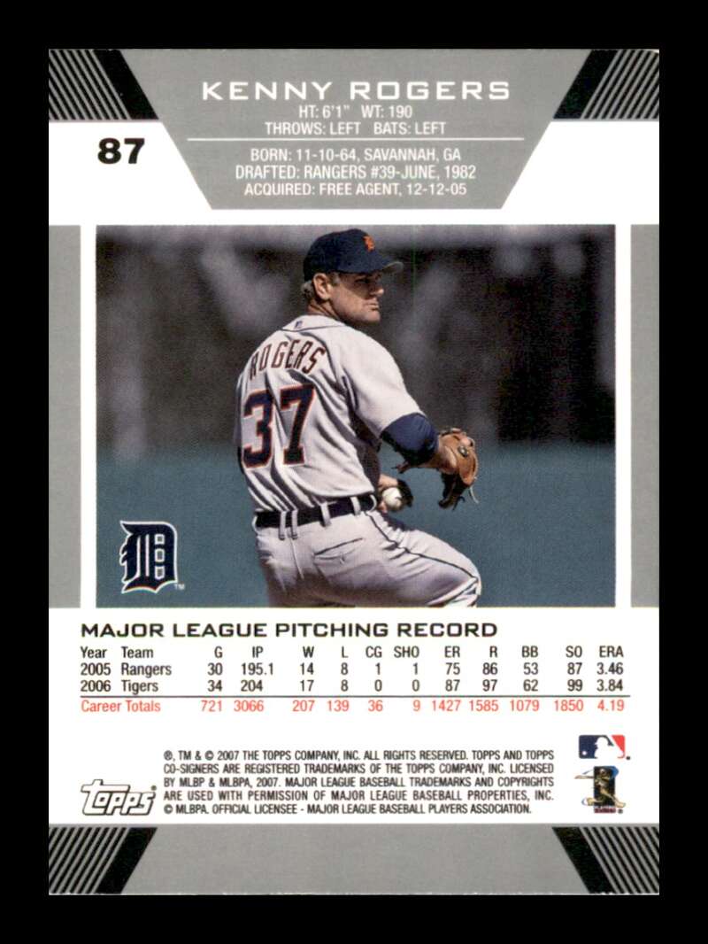 Load image into Gallery viewer, 2007 Topps Co-Signers Kenny Rogers #87 Detroit Tigers Image 2
