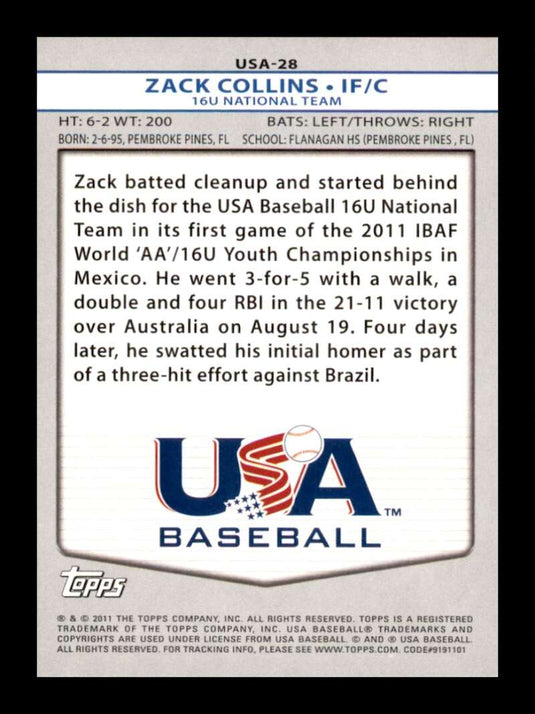 2011 Topps USA Baseball Zack Collins 