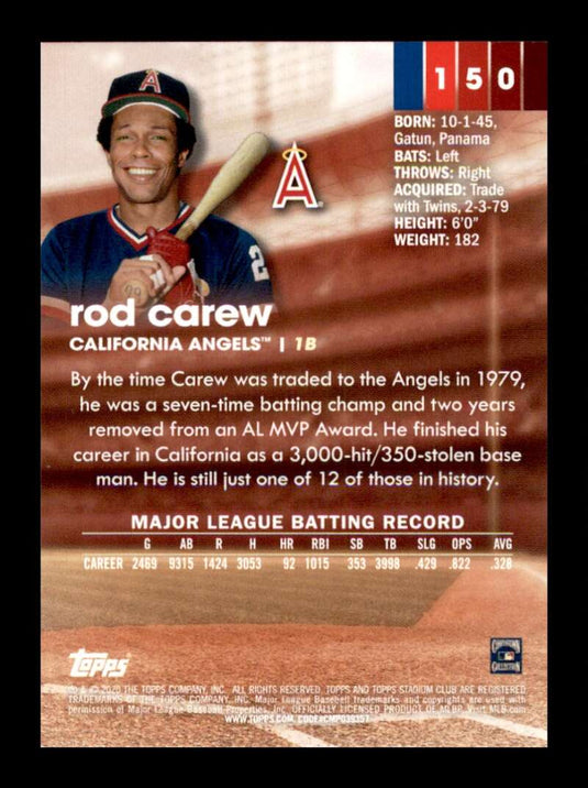 2020 Topps Stadium Club Red Rod Carew