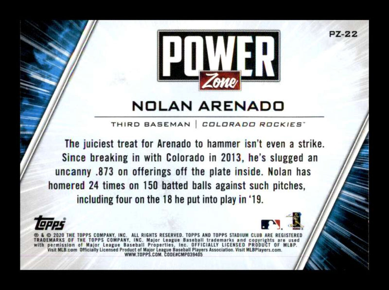 Load image into Gallery viewer, 2020 Topps Stadium Club Power Zone Nolan Arenado #PZ-22 Colorado Rockies Image 2
