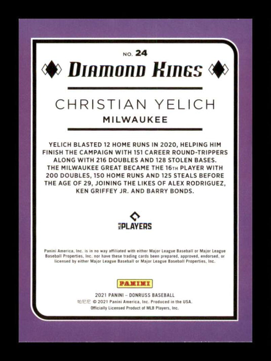 2021 Donruss Diamond Kings Christian Yelich 