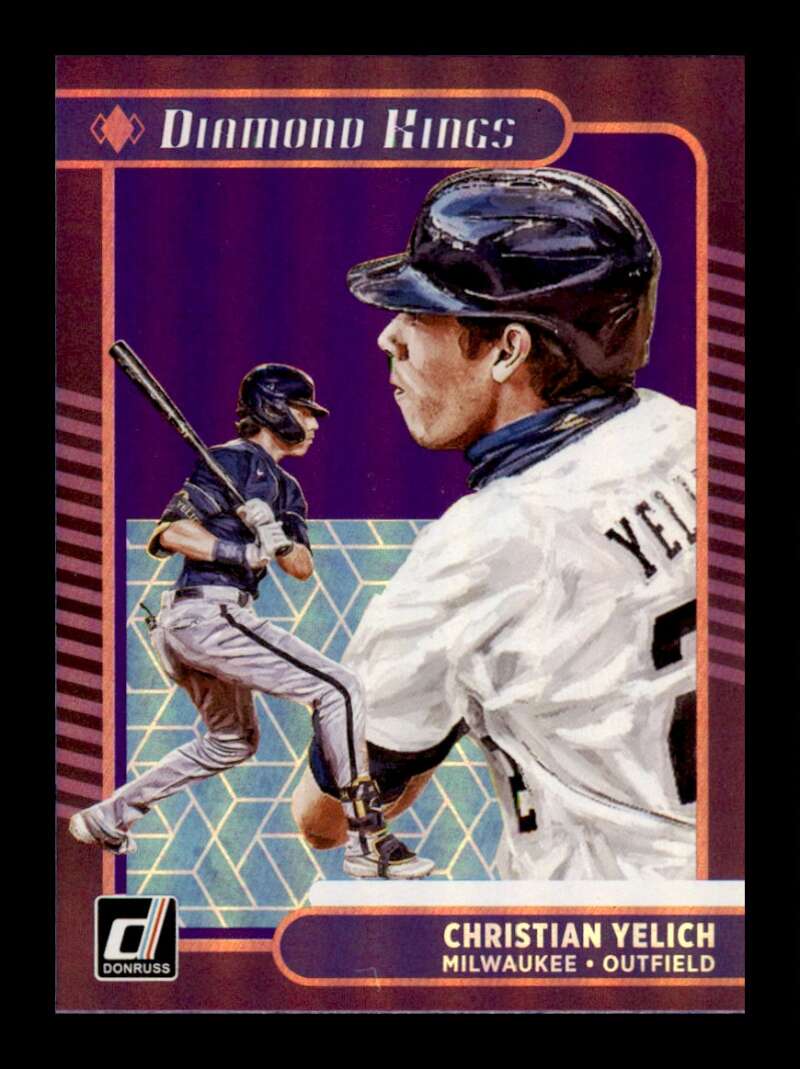 Load image into Gallery viewer, 2021 Donruss Holo Purple Christian Yelich #24 Milwaukee Brewers Image 1
