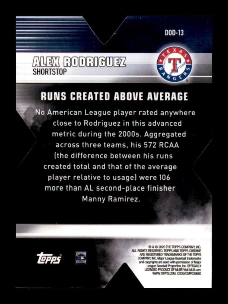 Load image into Gallery viewer, 2020 Topps Chrome Decade of Dominance Die Cut Alex Rodriguez #DOD-13 Rangers Image 2
