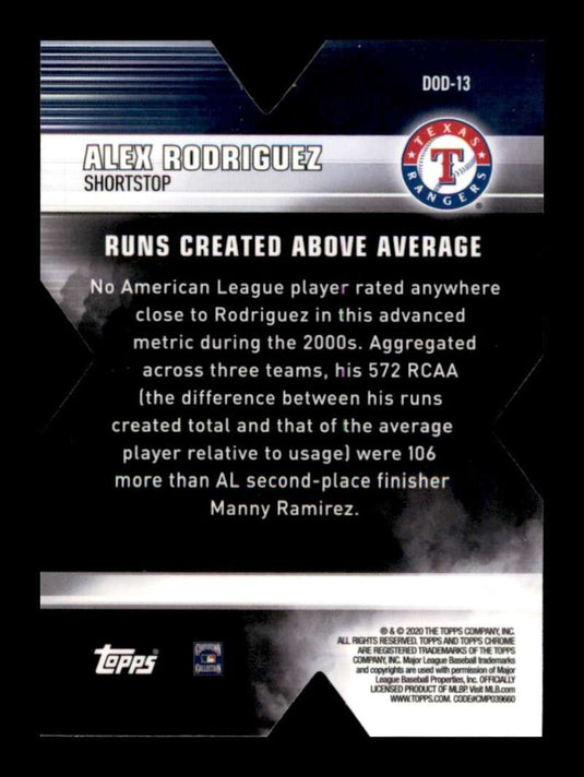 2020 Topps Chrome Decade of Dominance Die Cut Alex Rodriguez 