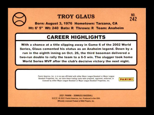 2021 Donruss Holo Purple Troy Glaus