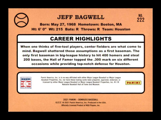 2021 Donruss Holo Purple Jeff Bagwell 