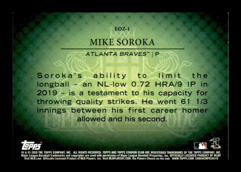 Load image into Gallery viewer, 2020 Topps Stadium Club Emperors of the Zone Mike Soroka #EOZ-1 Atlanta Braves Image 2
