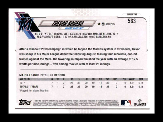 2021 Topps Series 2 Trevor Rogers 