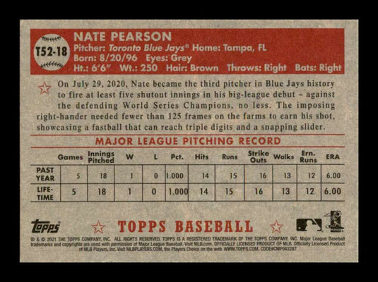 2021 Topps 1952 Redux Nate Pearson 