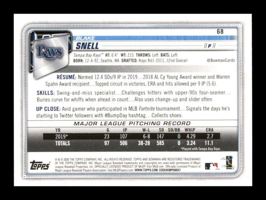 2020 Bowman Blake Snell 