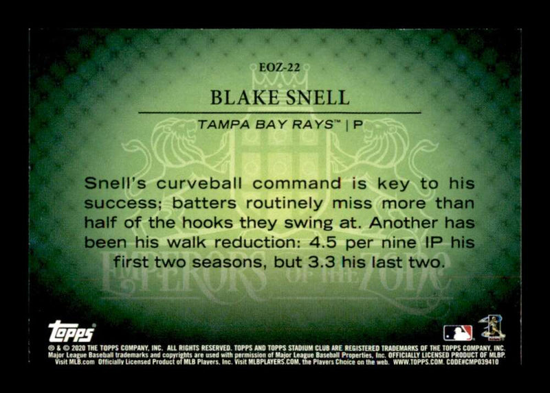 Load image into Gallery viewer, 2020 Topps Stadium Club Emperors of the Zone Blake Snell #EOZ-22 Tampa Bay Rays Image 2
