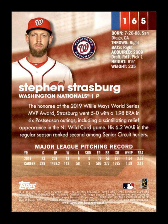 2020 Topps Stadium Club Stephen Strasburg