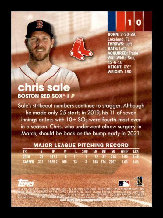 2020 Topps Stadium Club Red Chris Sale