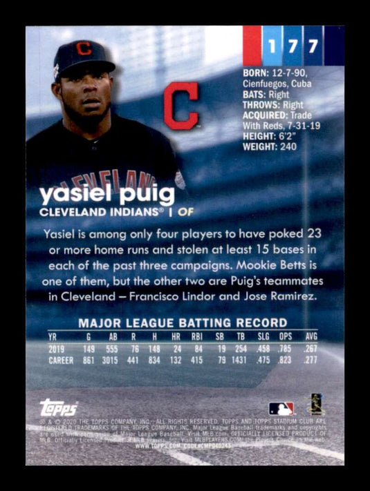 2020 Topps Stadium Club Chrome Yasiel Puig 